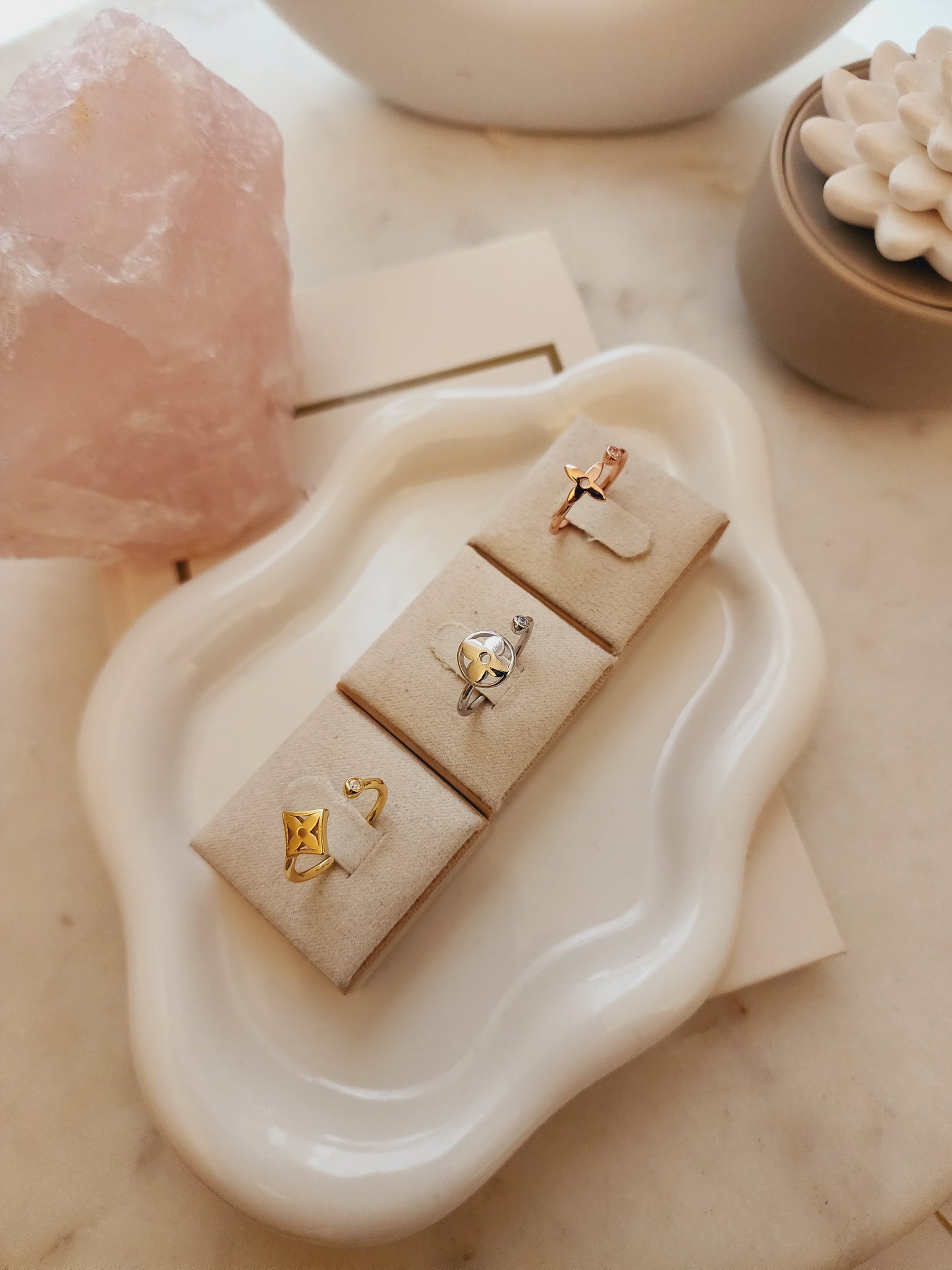 Tricolor clover ring set Pre-order order