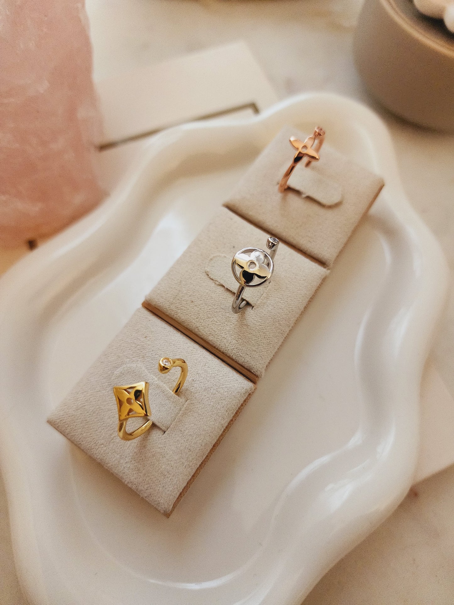 Tricolor clover ring set Pre-order order
