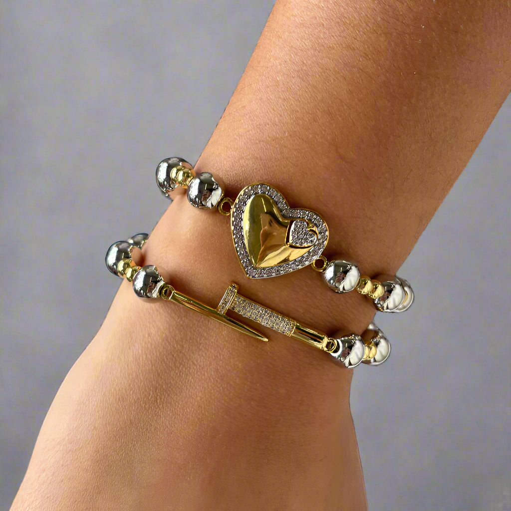 Two tone Beaded Bracelet set