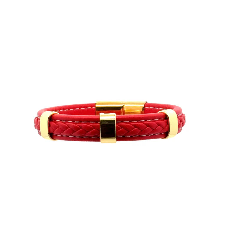 leather double ring bracelet