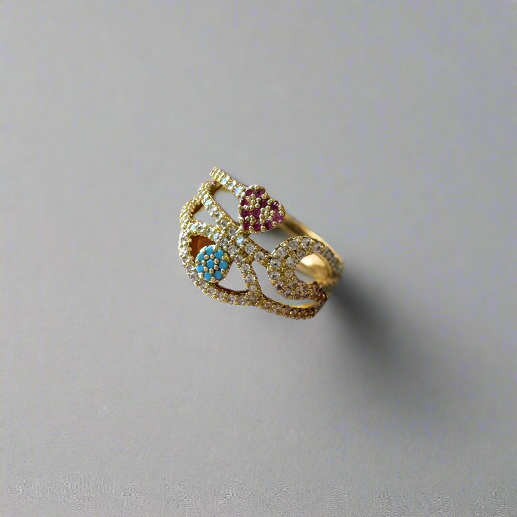 evil eye heart moon ring