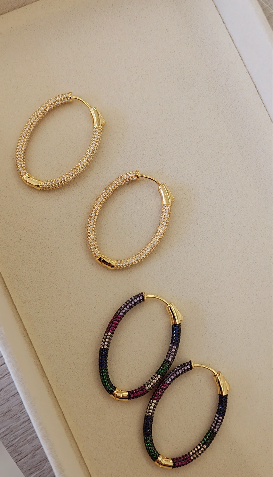 Full zirconium oval hoop earrings