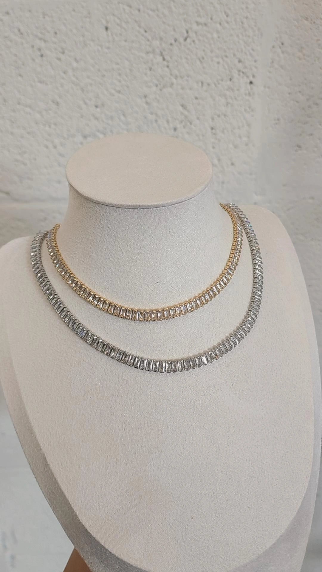 Tennis necklace baguette