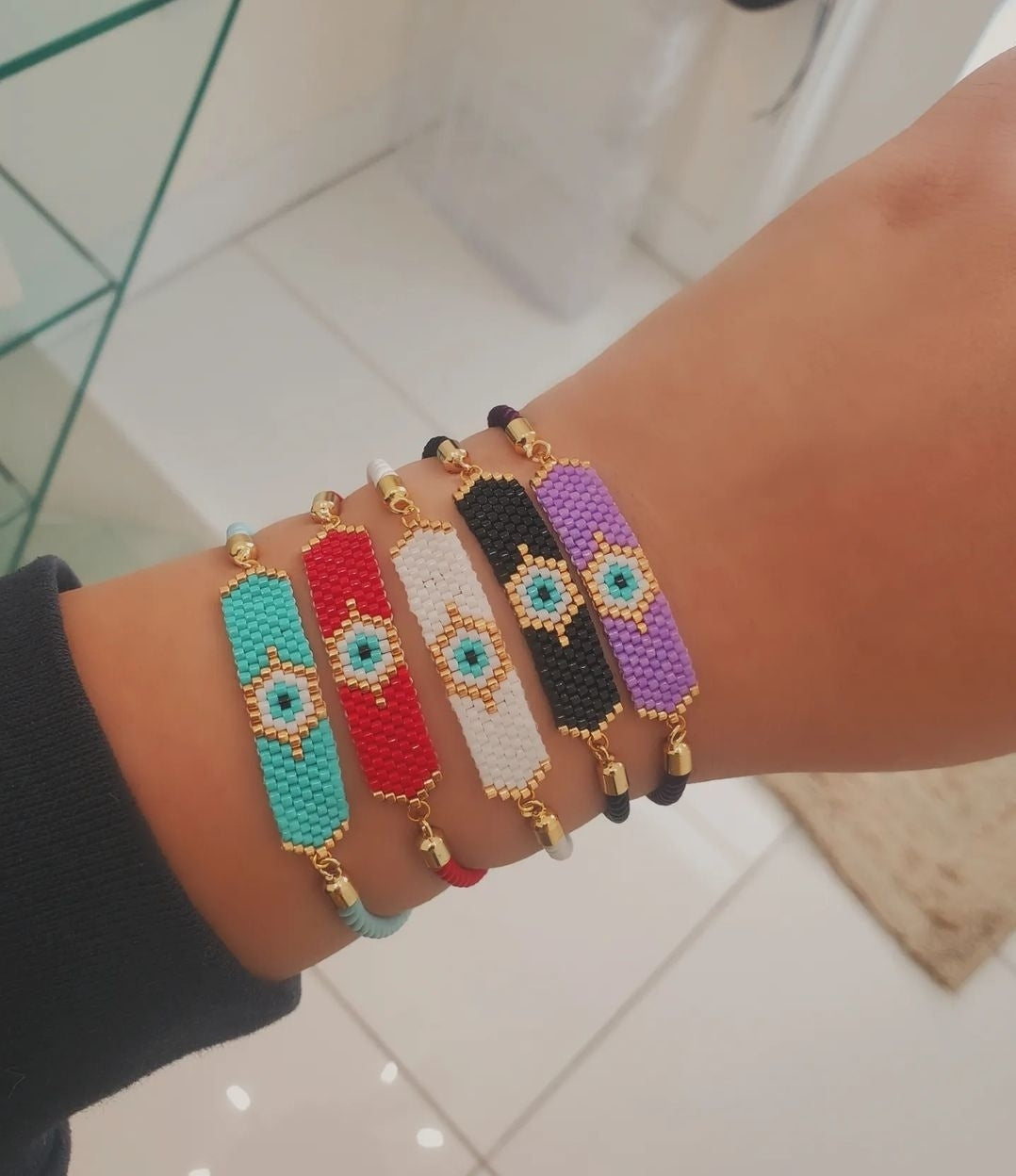Evil eye Miyuki rope bracelet