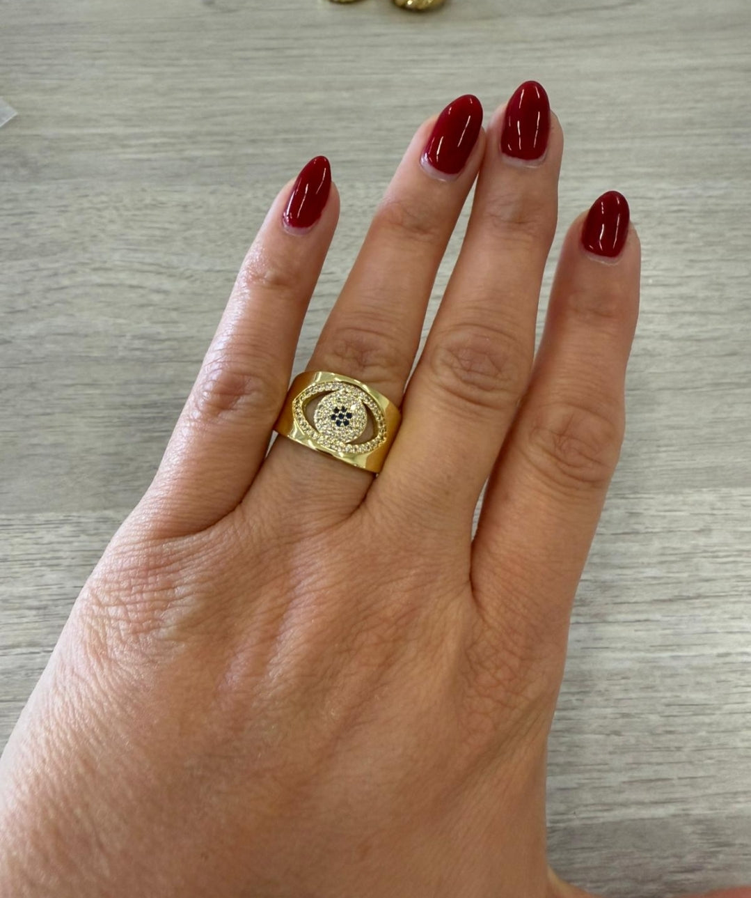 Evil eye zirconium ring
