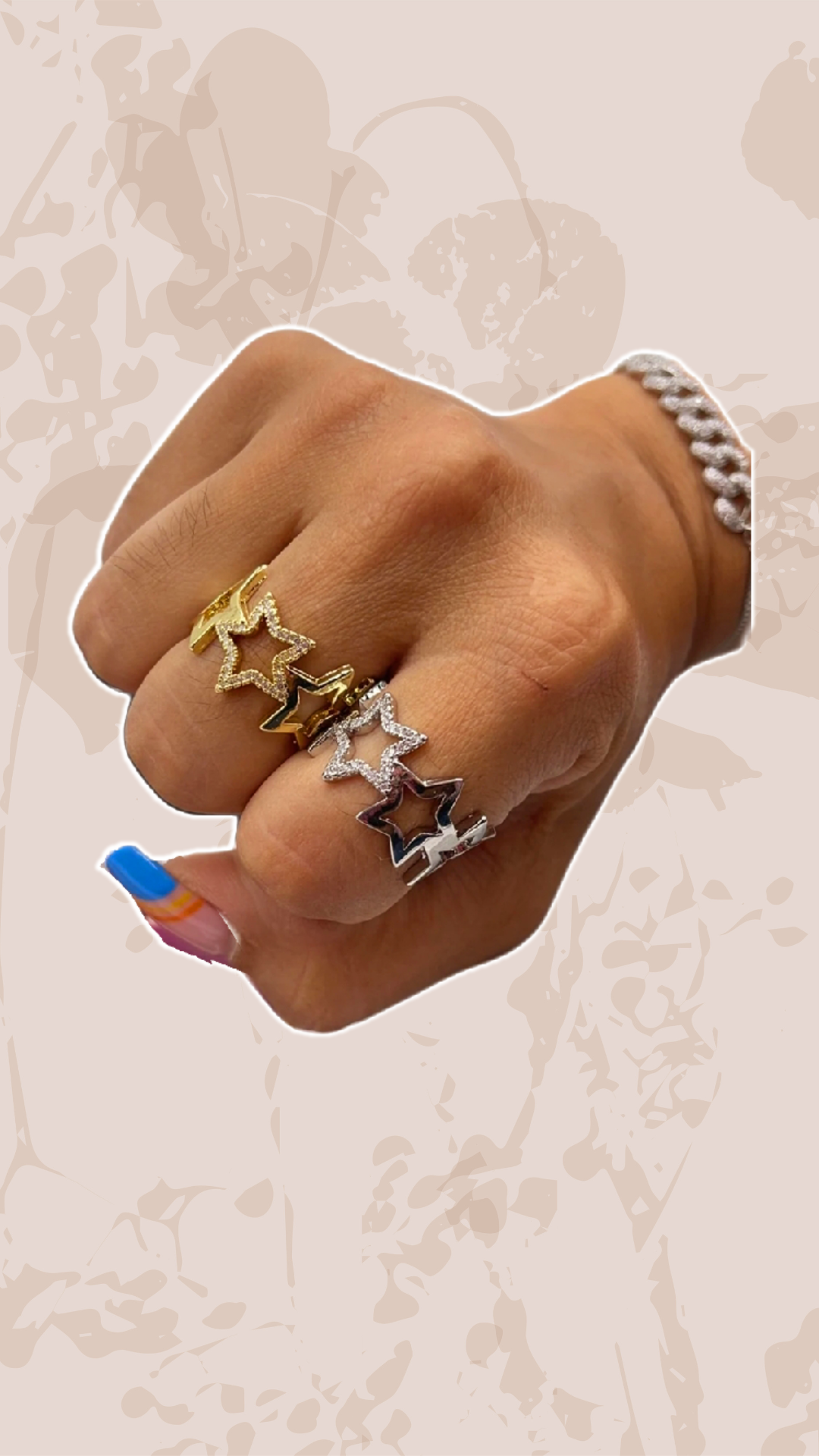 Star open crystal ring