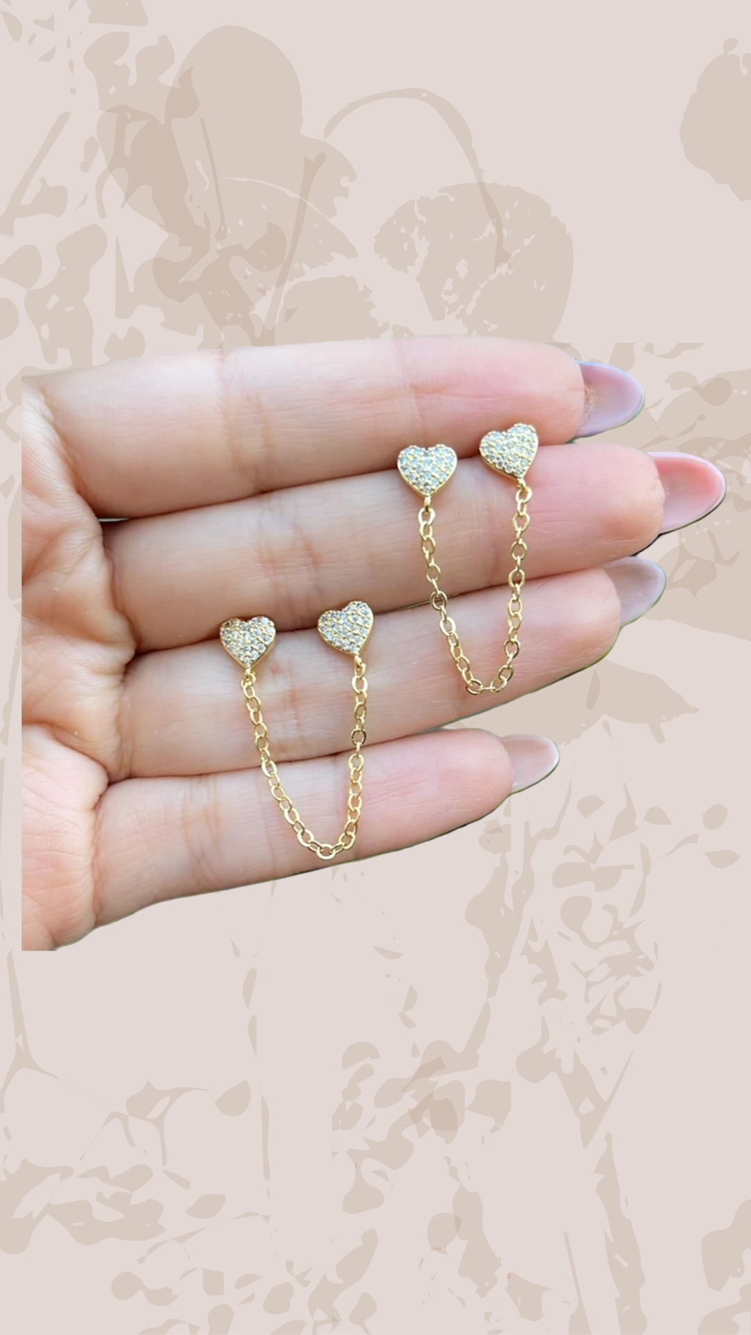 Double heart crystal earrings