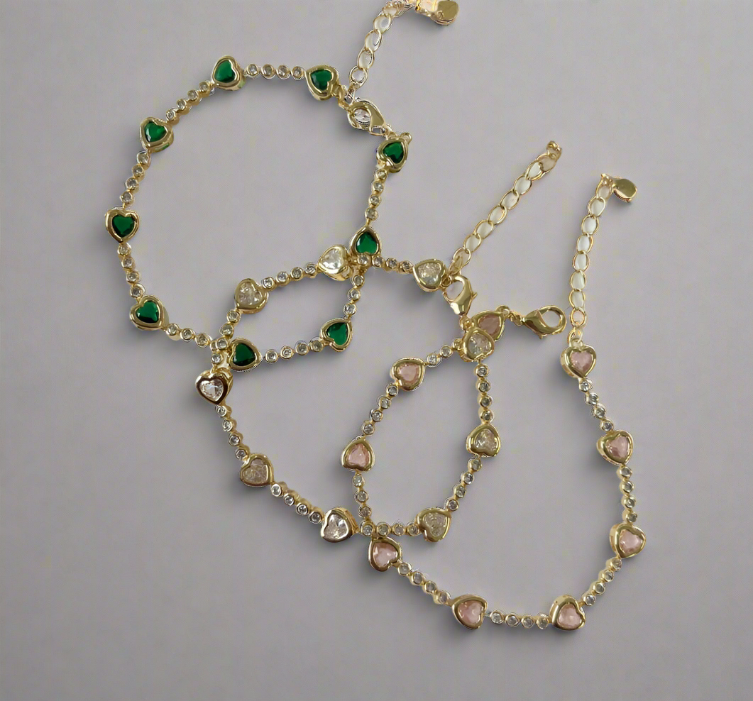 Heart tennis bracelet