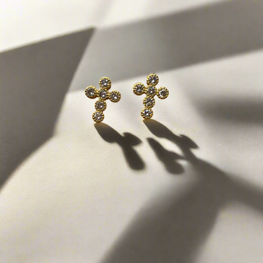 Mini dainty cross earrings