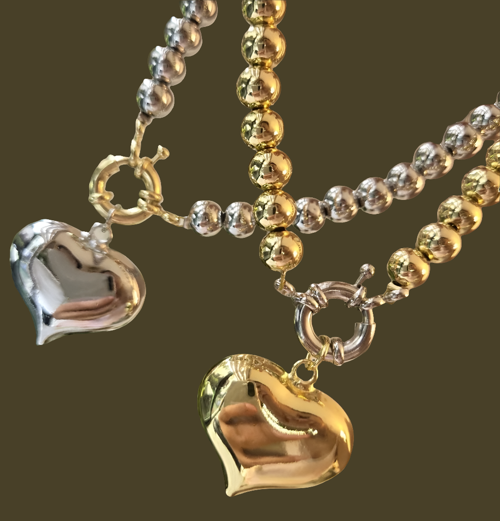 Two tone mariner heart necklace