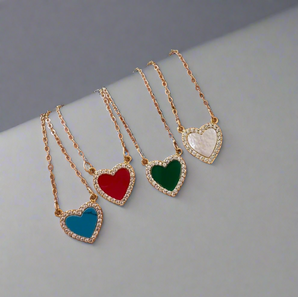 Nacar zirconium heart necklace