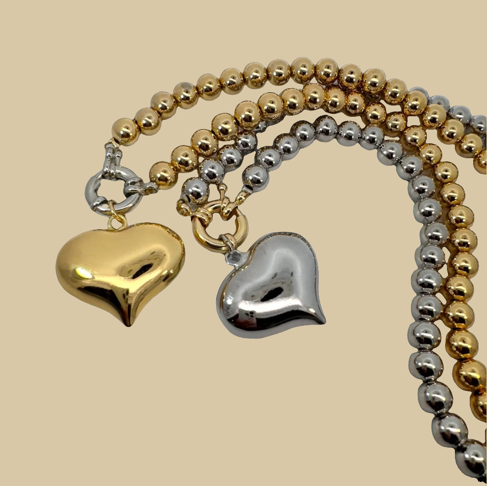 Two tone mariner heart necklace