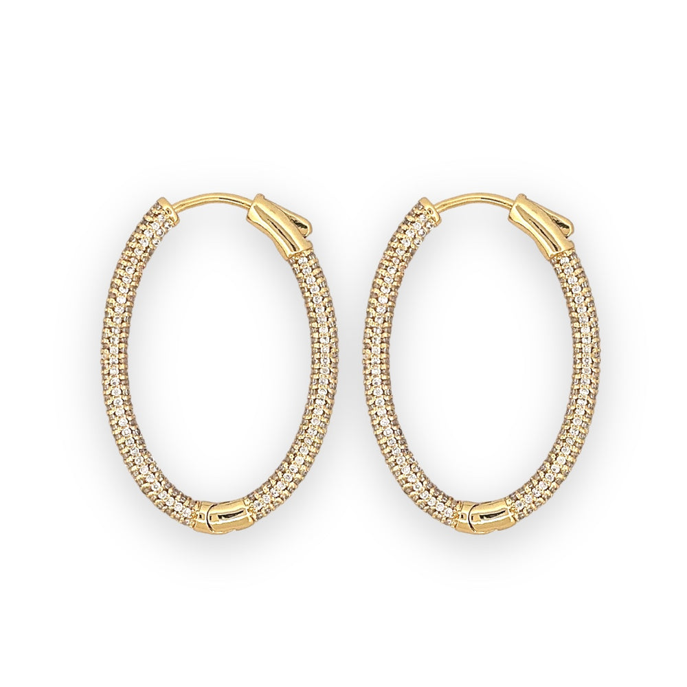 Full zirconium oval hoop earrings