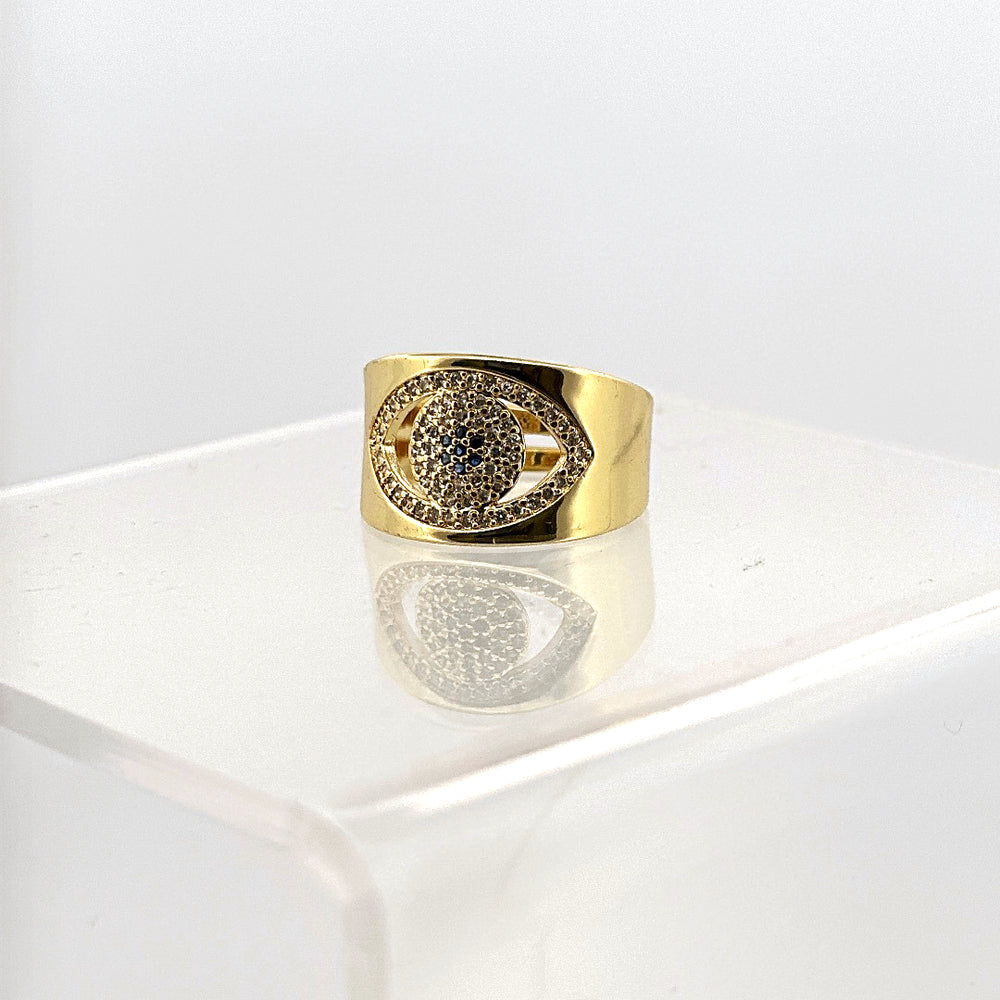 Evil eye zirconium ring