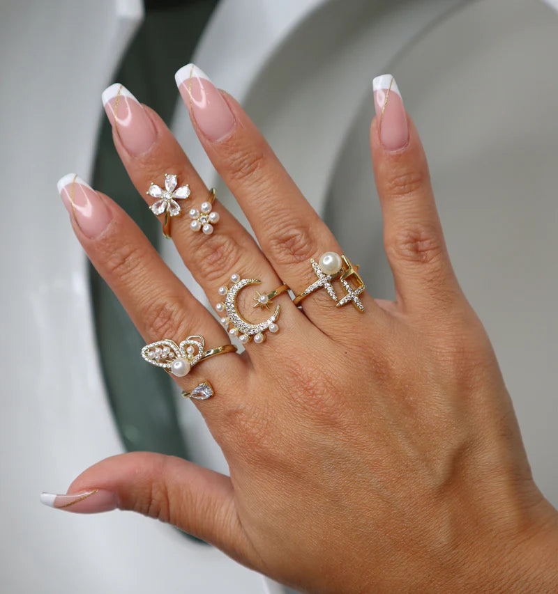 Artemis Pearl moon ring