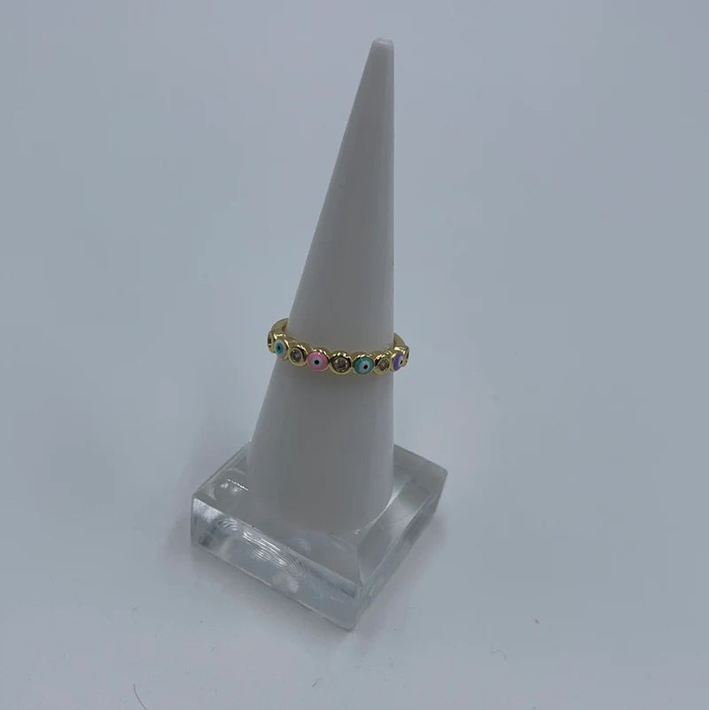 thin evil eye crystal ring