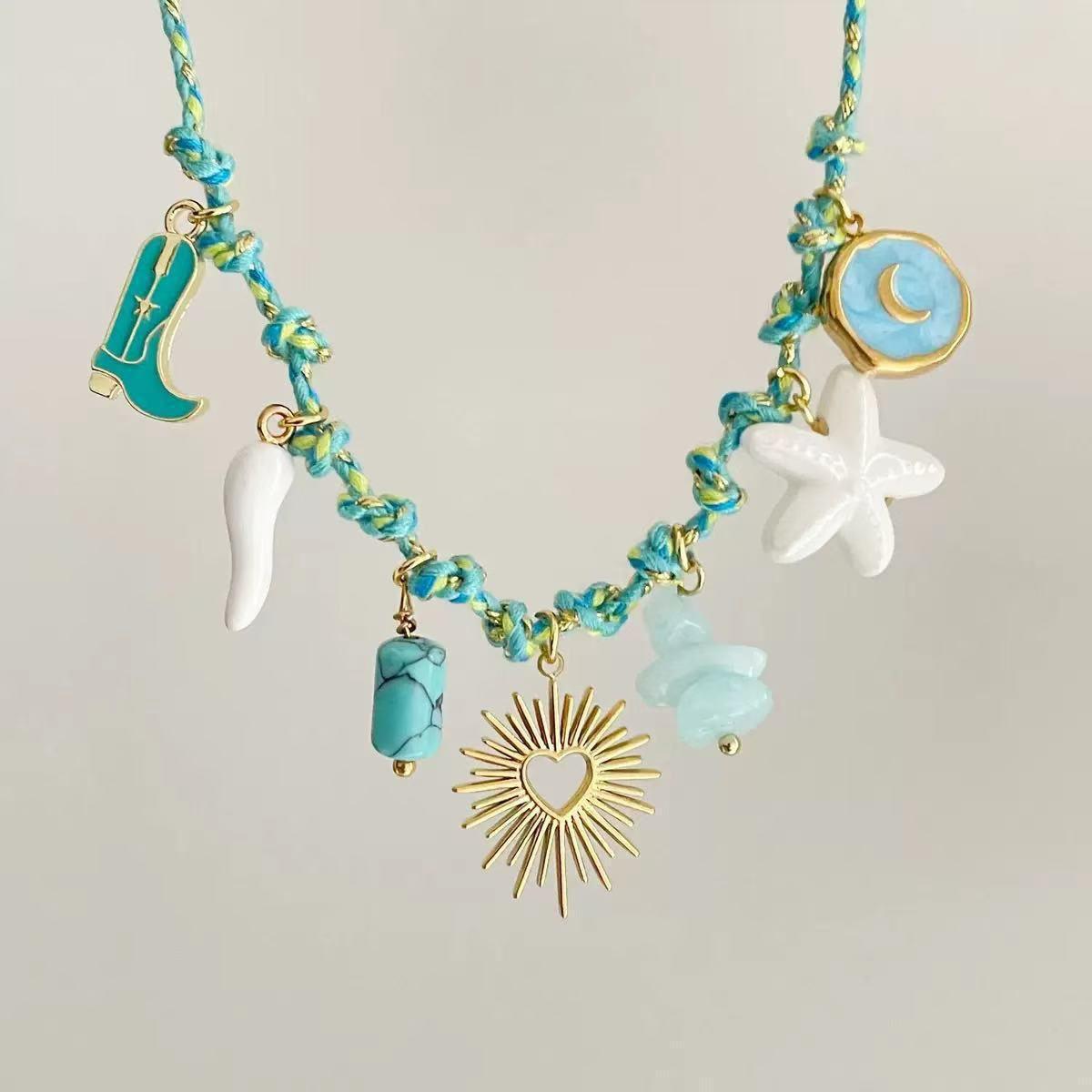 Summer charm thread necklaces