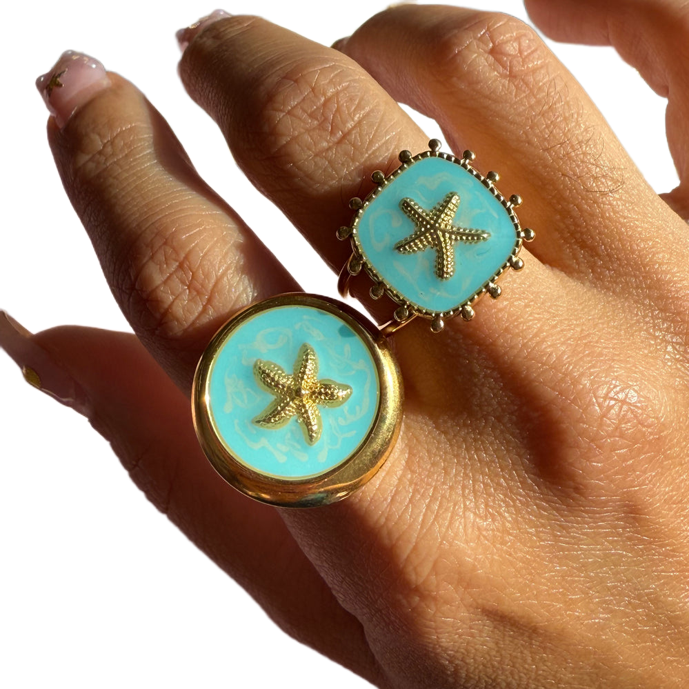 Turquoise starfish ring