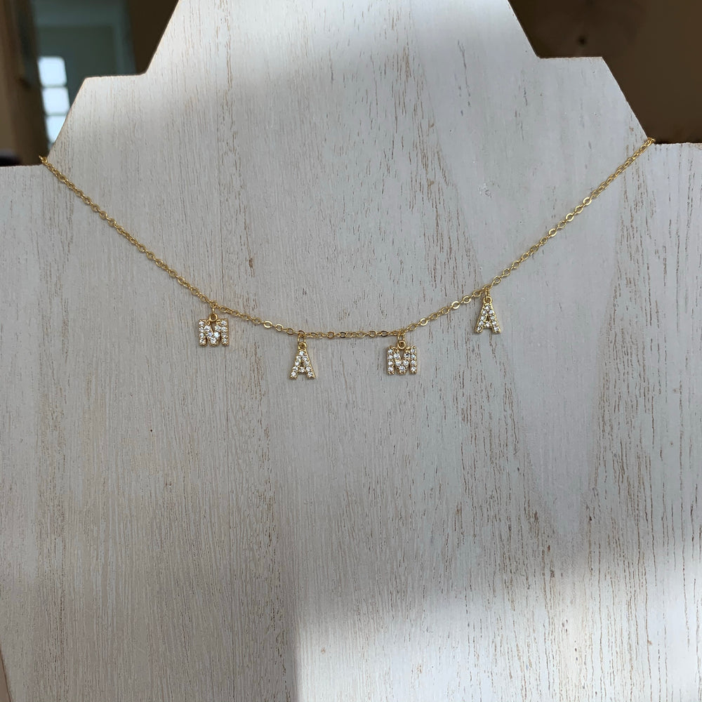 Mama dainty crystal necklace