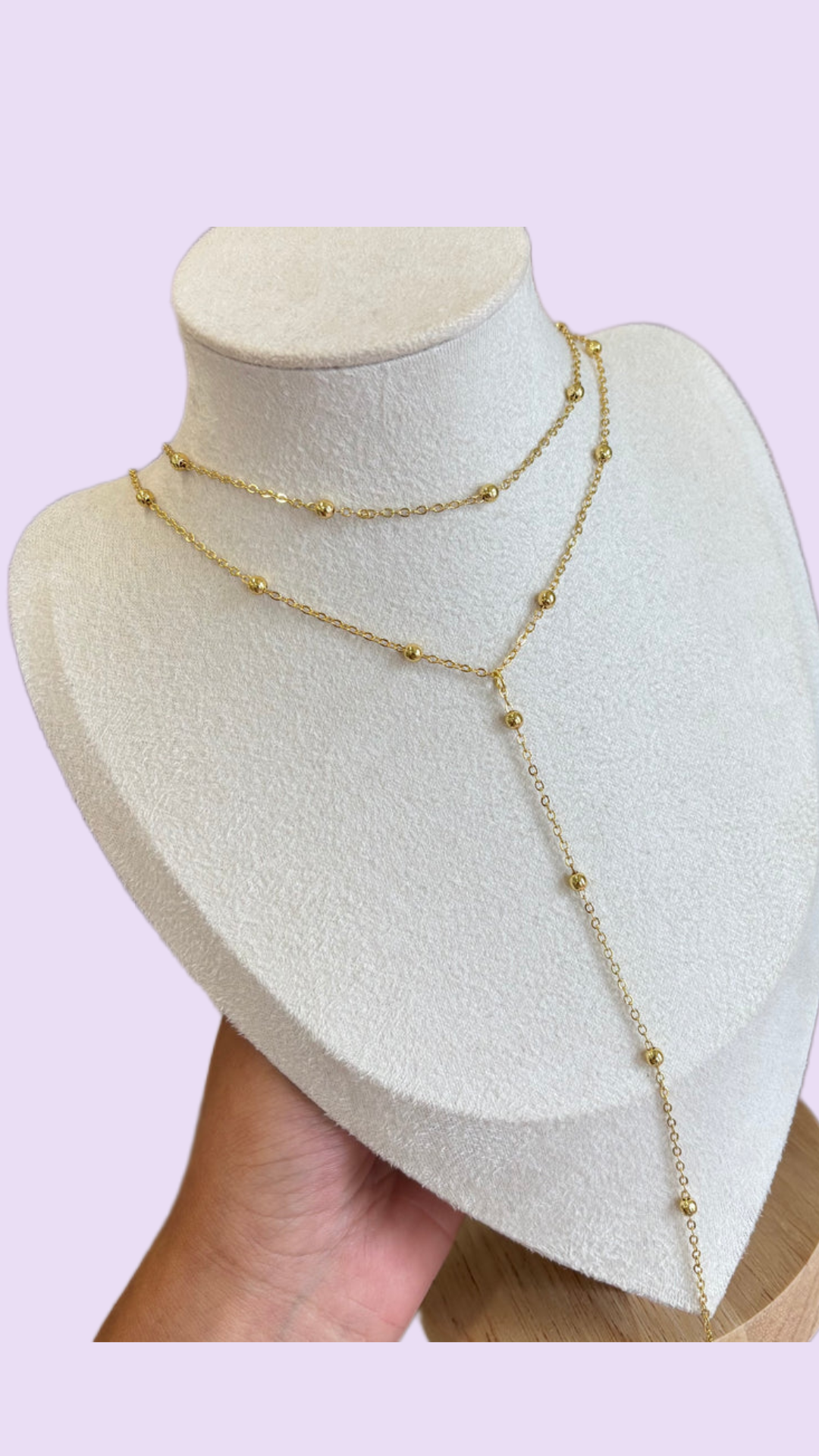 Gold beaded layer necklace