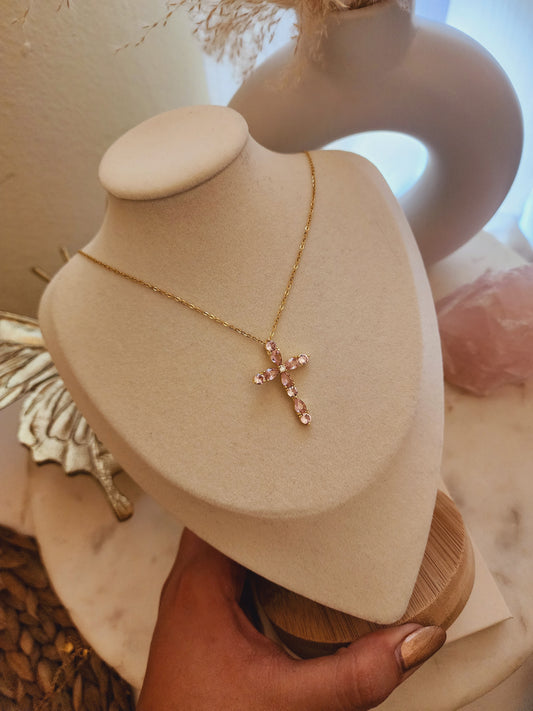 Rose cross necklace