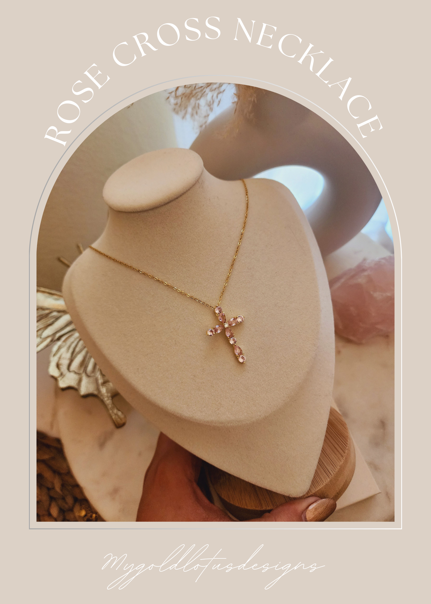 Rose cross necklace