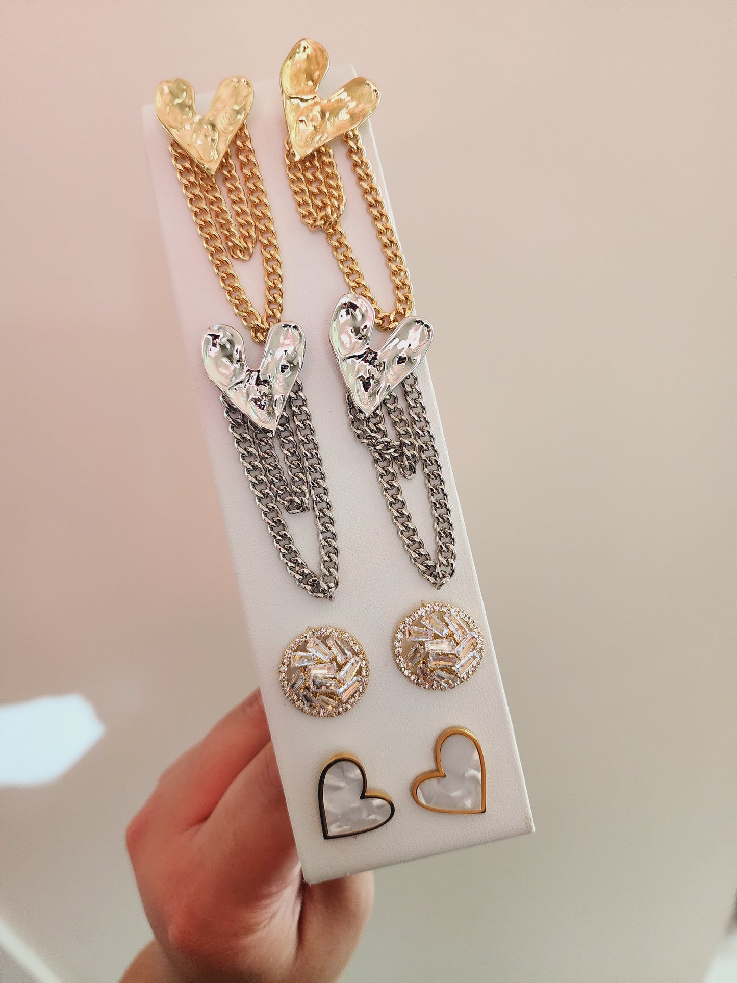 Heart chain earrings
