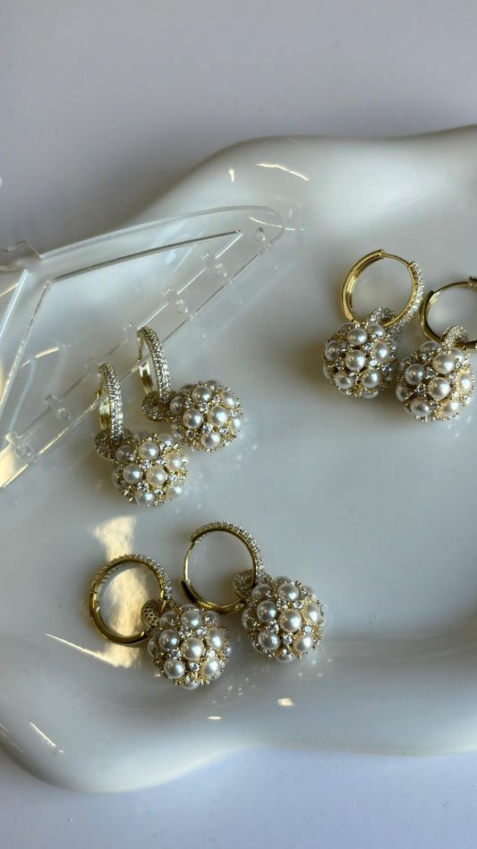 Luxury pearl crystal Ball earrings