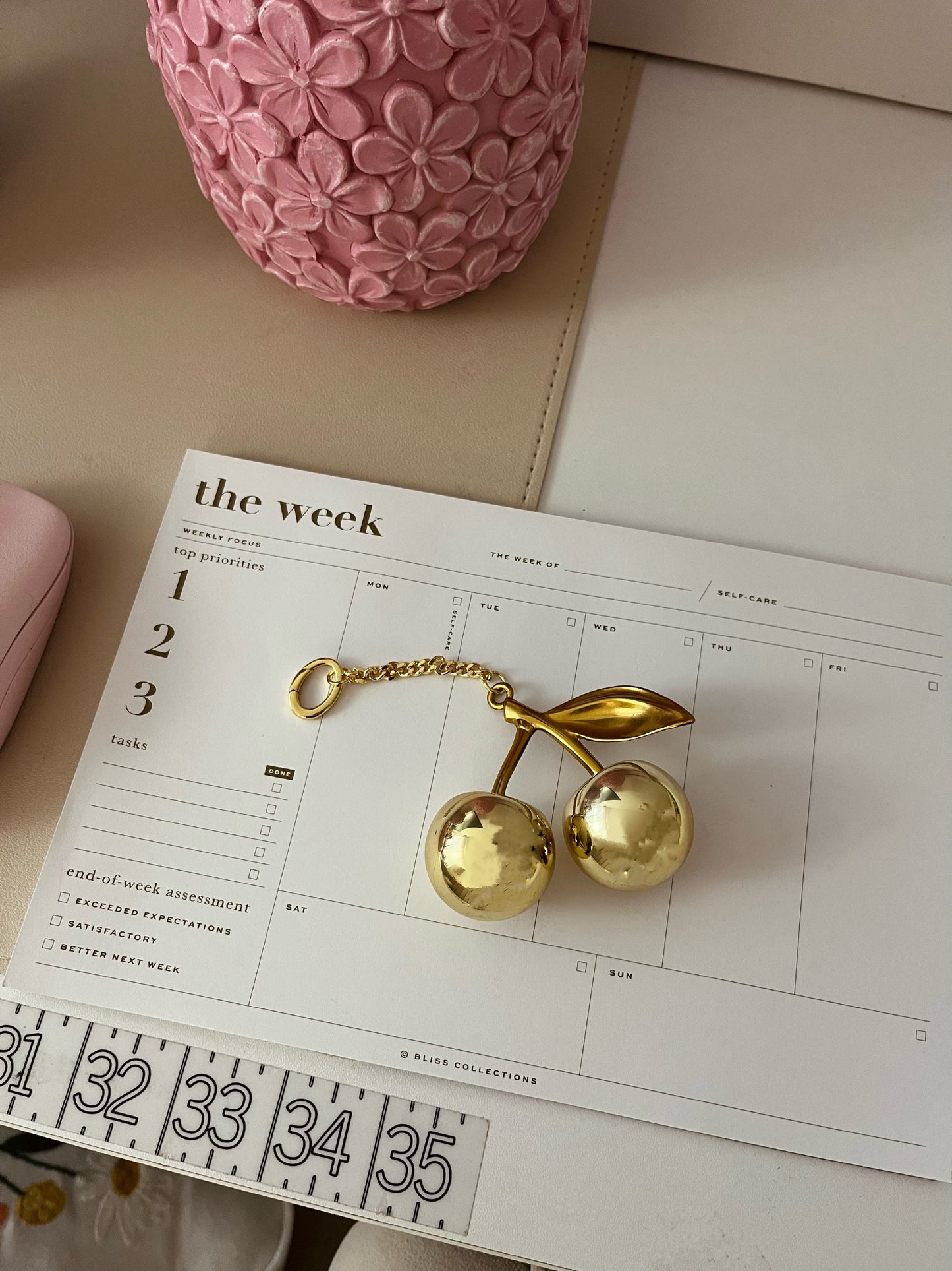 Gold cherry Keychain