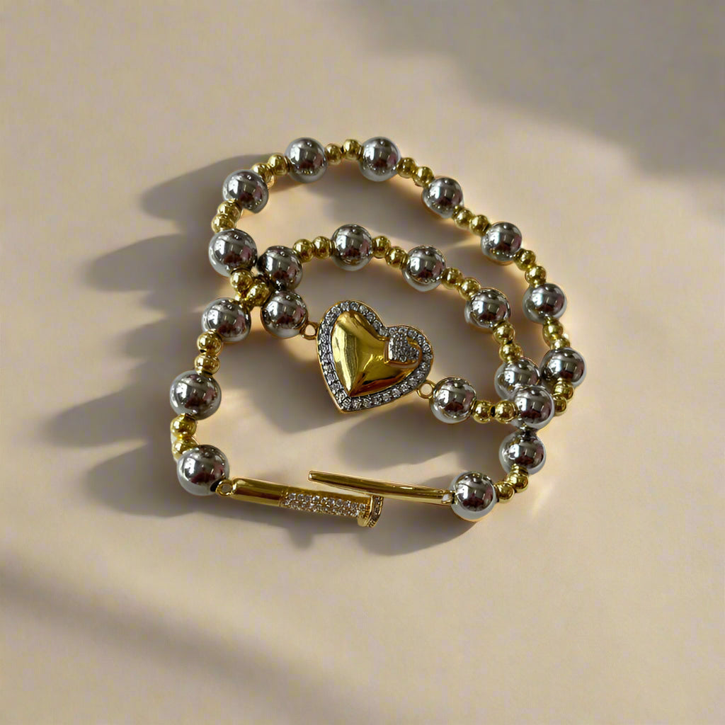 Two tone Beaded Bracelet set