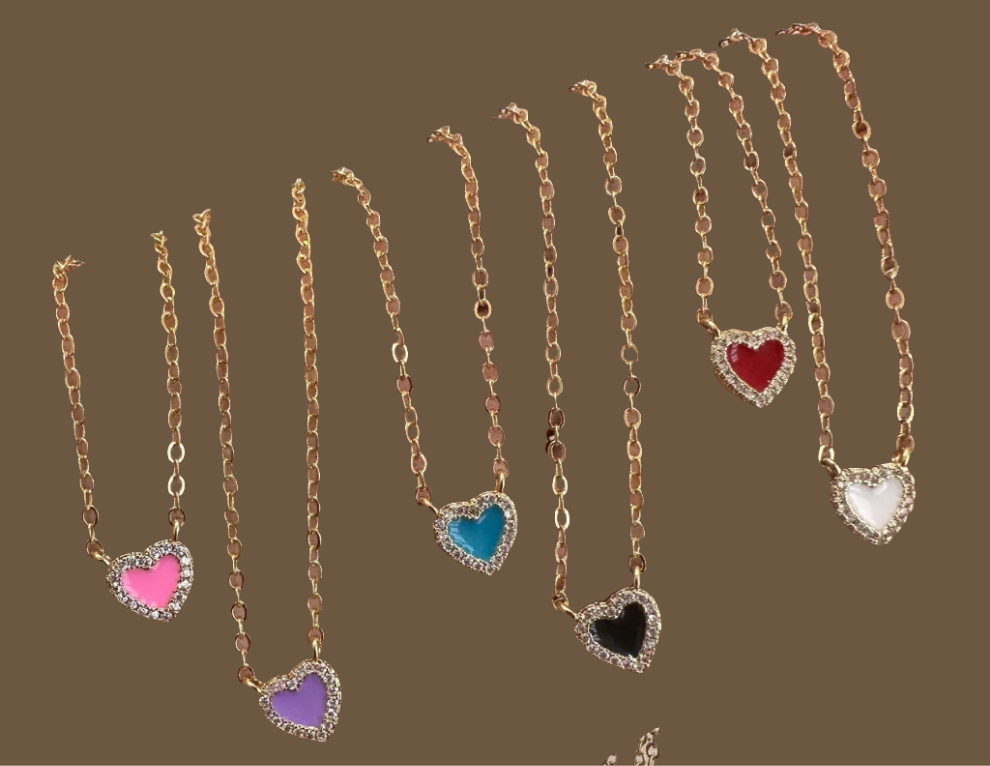 Mini crystal heart necklace