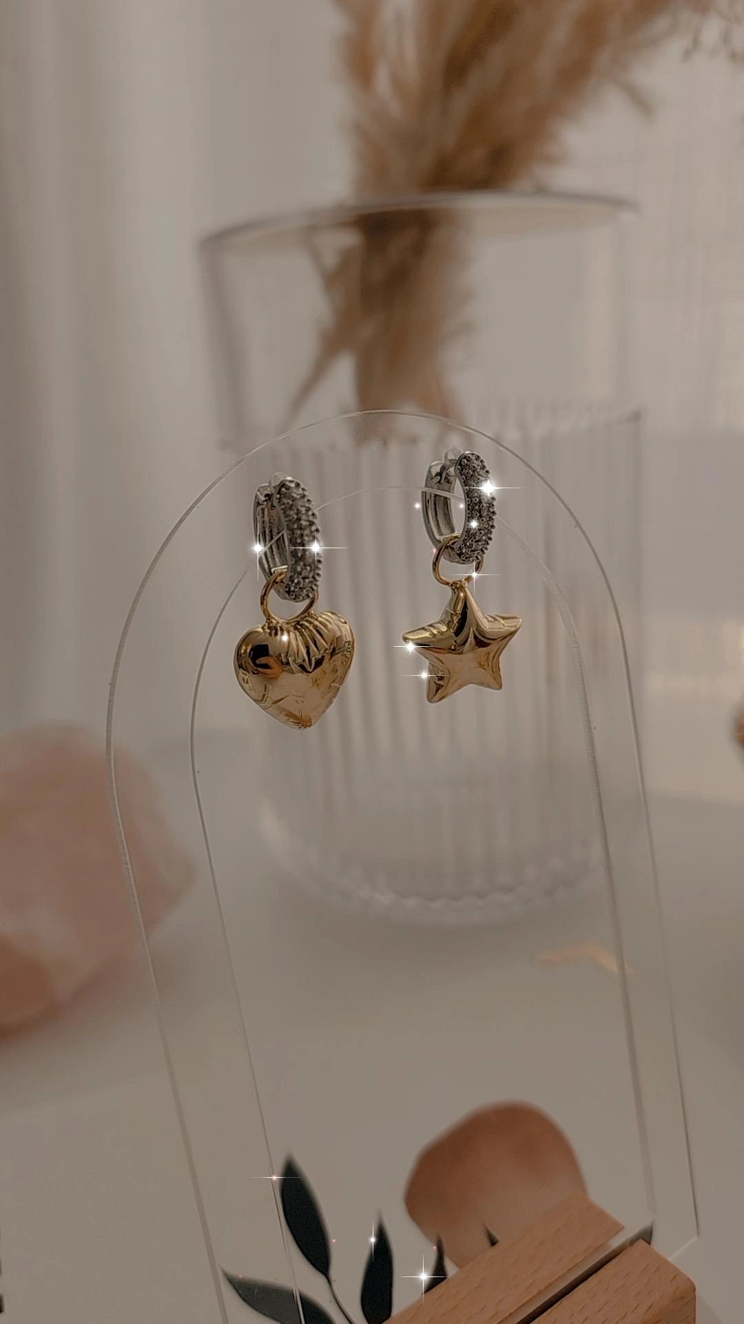 Puffy heart & star earrings