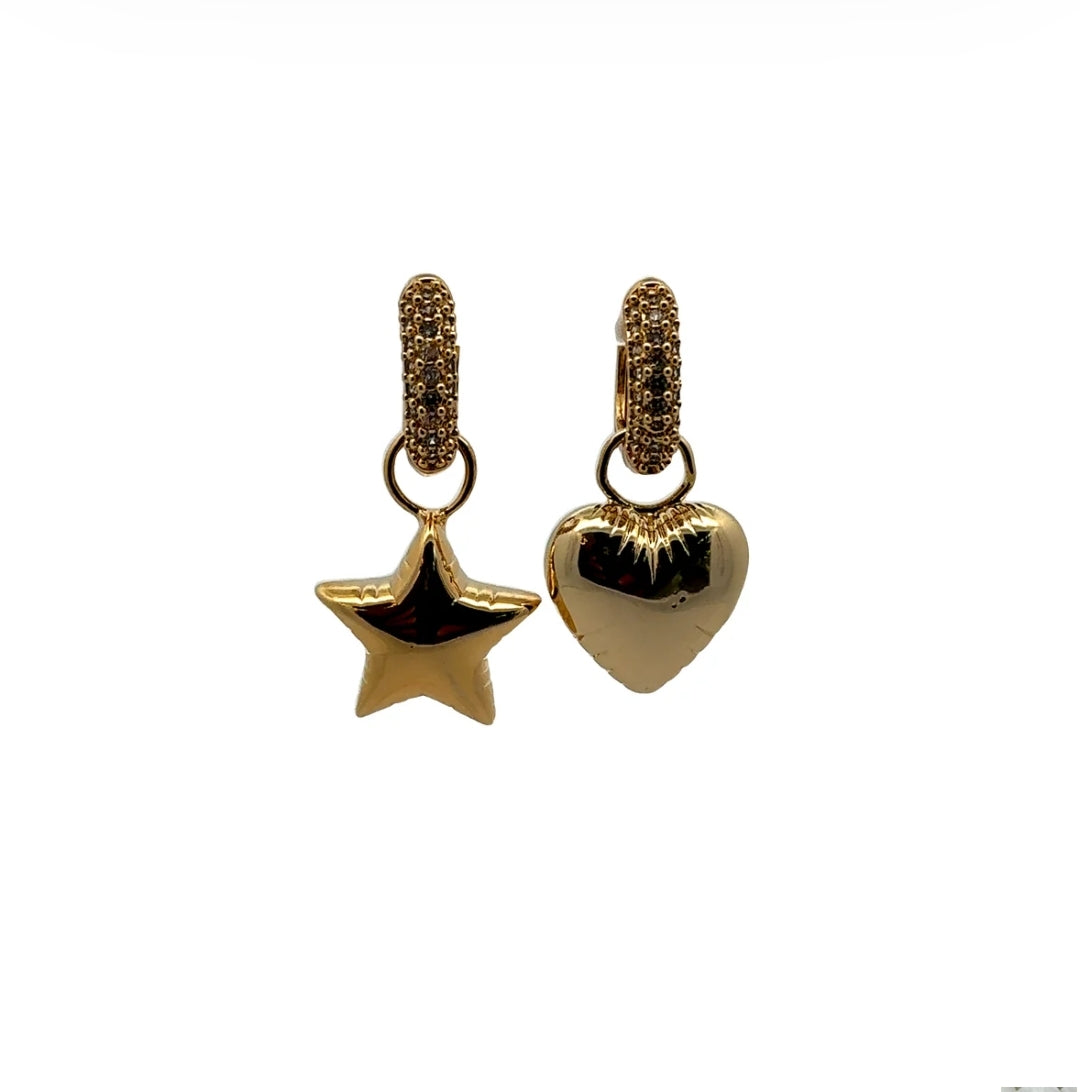 Puffy heart & star earrings