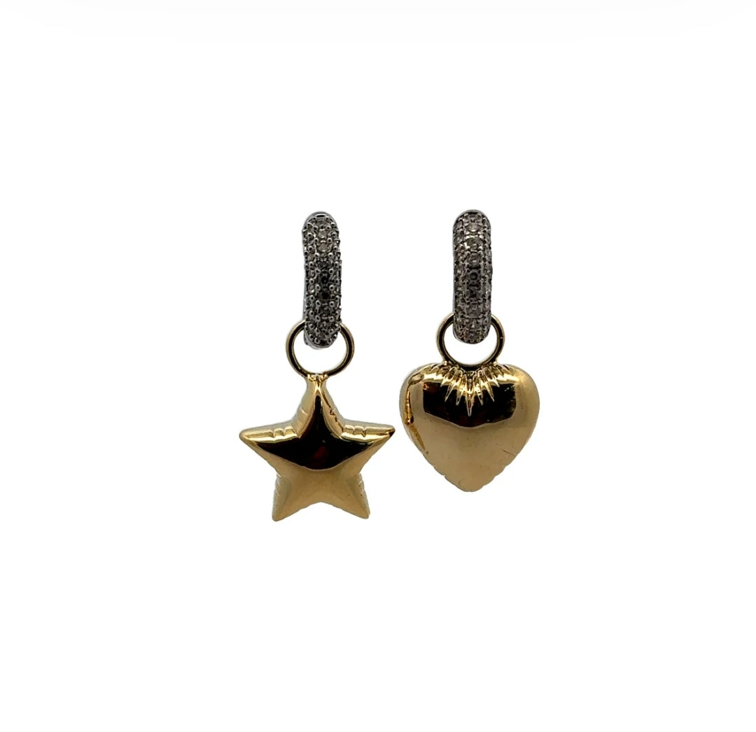 Puffy heart & star earrings