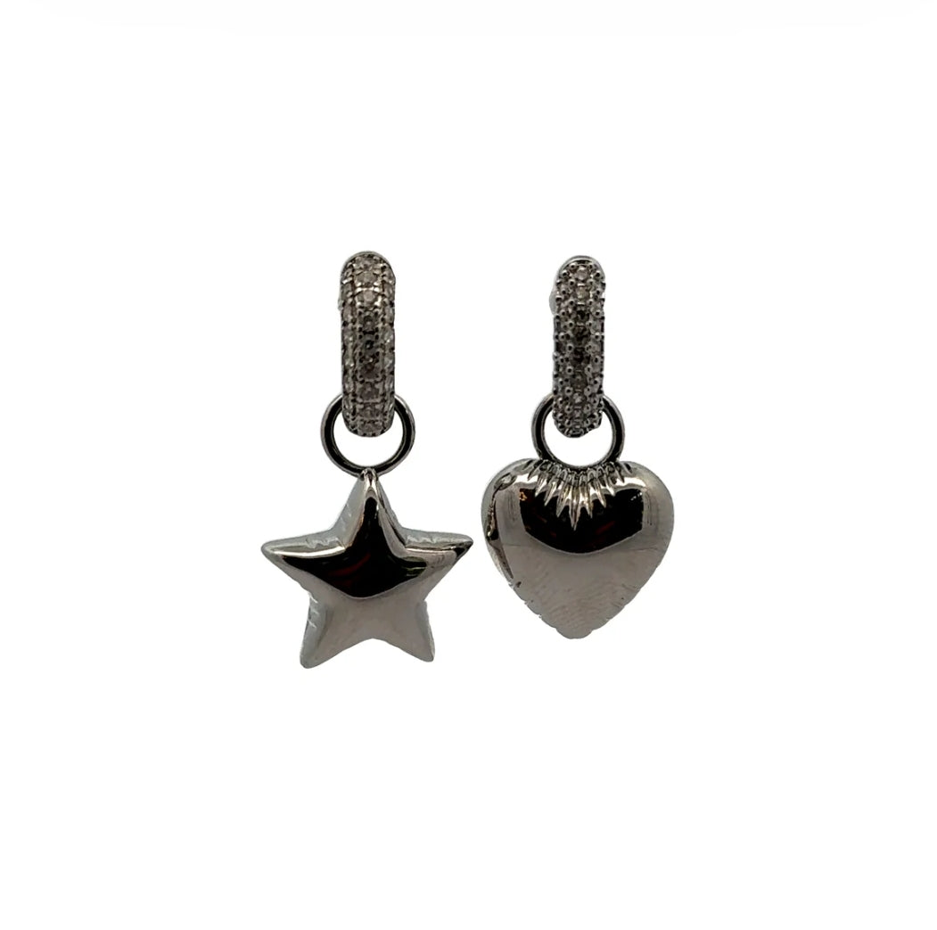 Puffy heart & star earrings