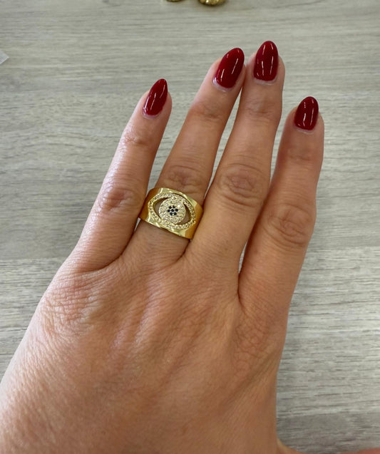 Evil eye zirconium ring