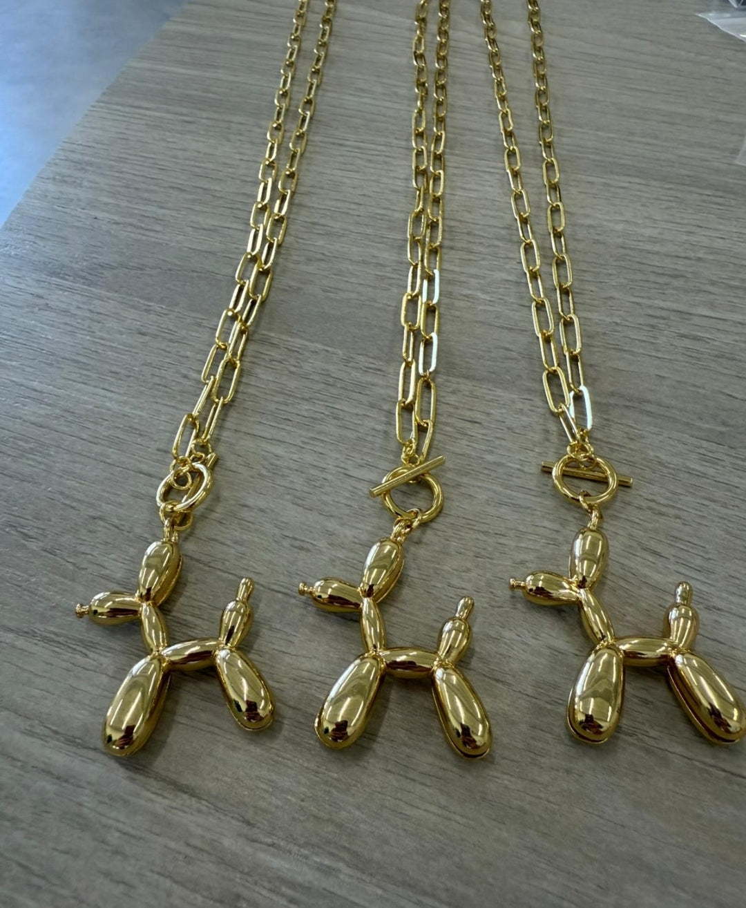 Balloon dog paperclip necklace
