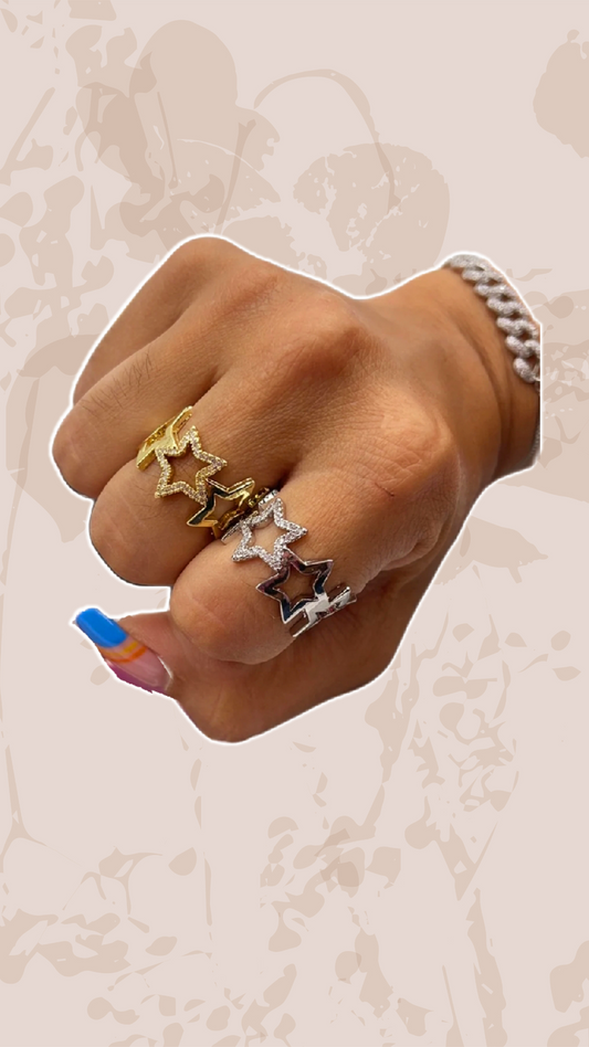 Star open  crystal ring