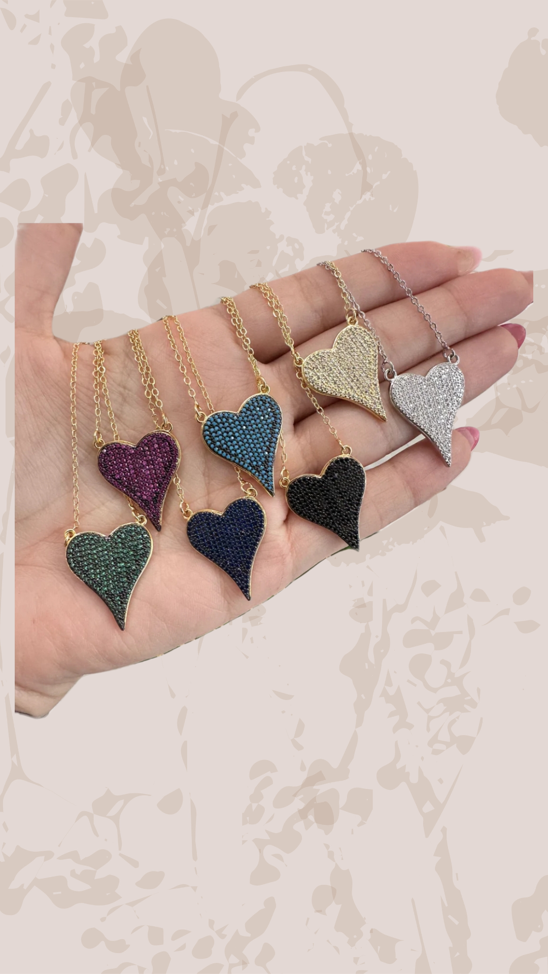 Crystal curve heart necklace