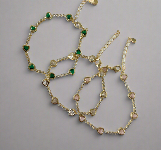 Heart tennis bracelet