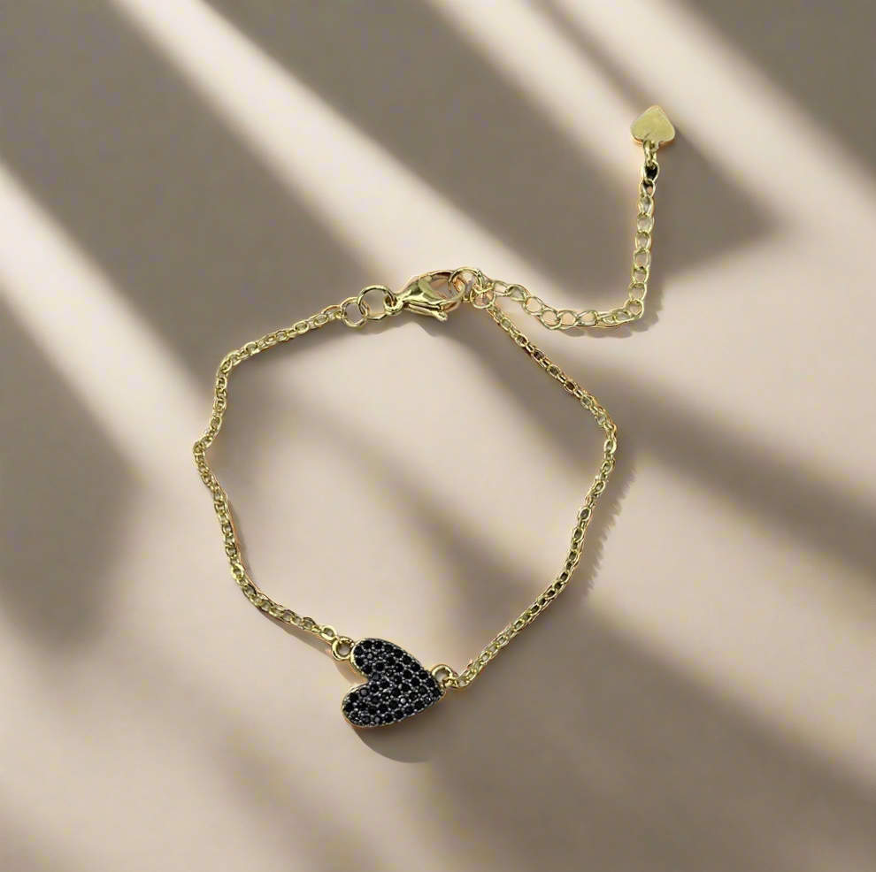 Crystal dainty heart bracelet