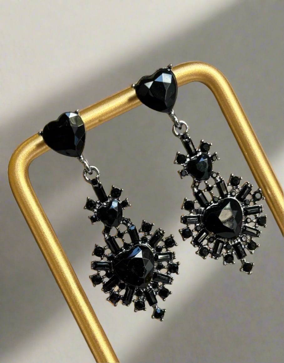 Wednesday black heart earrings