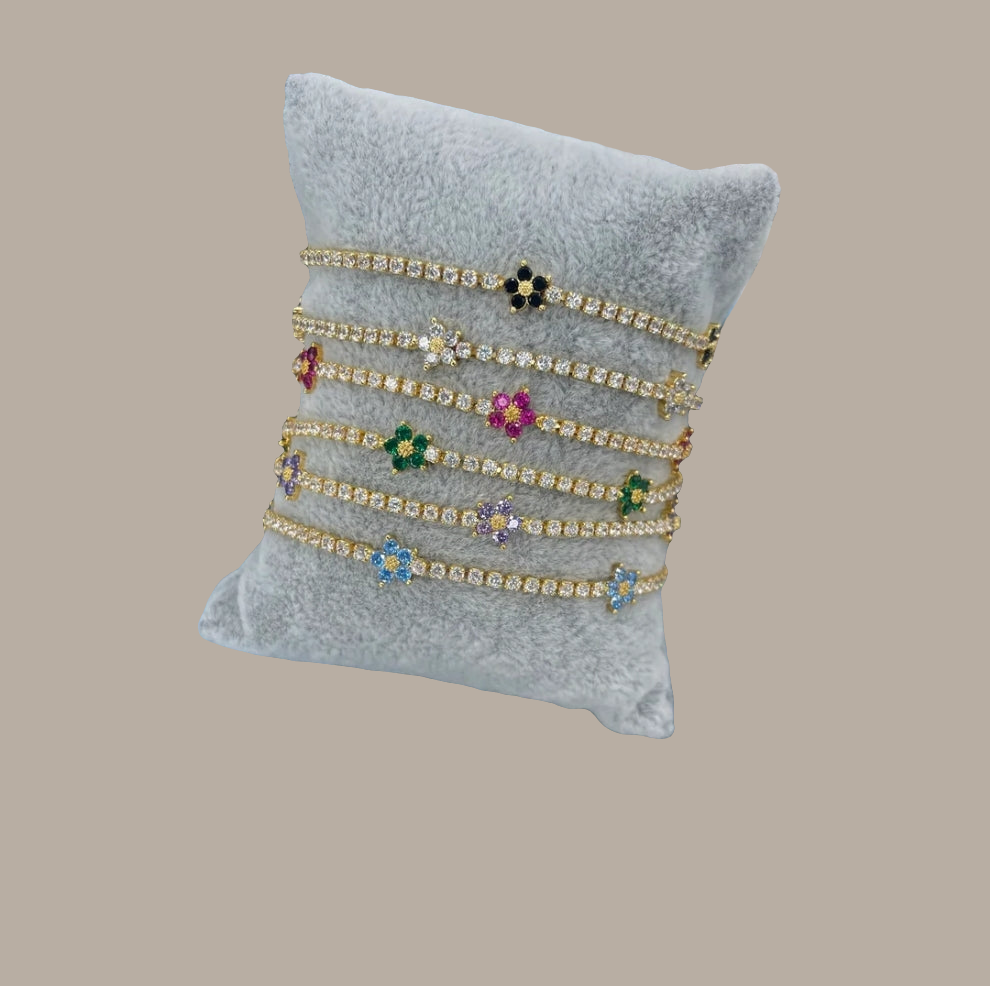 Crystal flower tennis bracelet