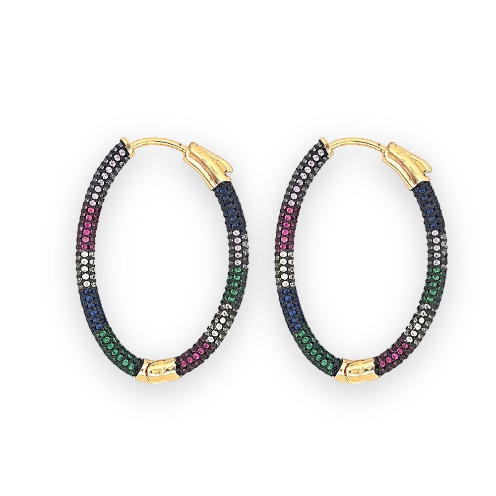Full zirconium oval hoop earrings
