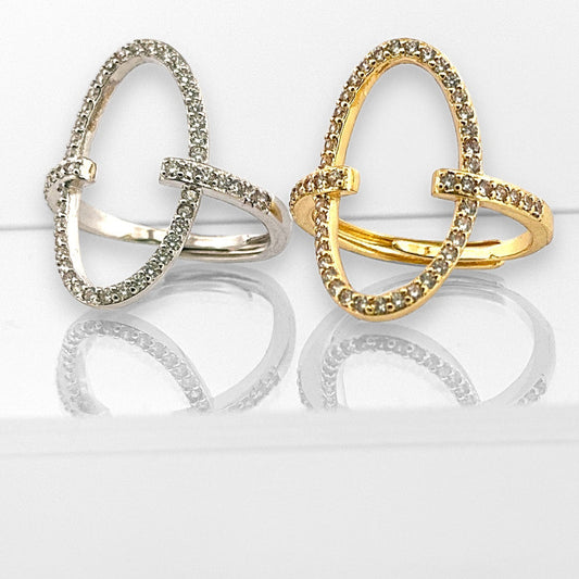 Oval crystal ring