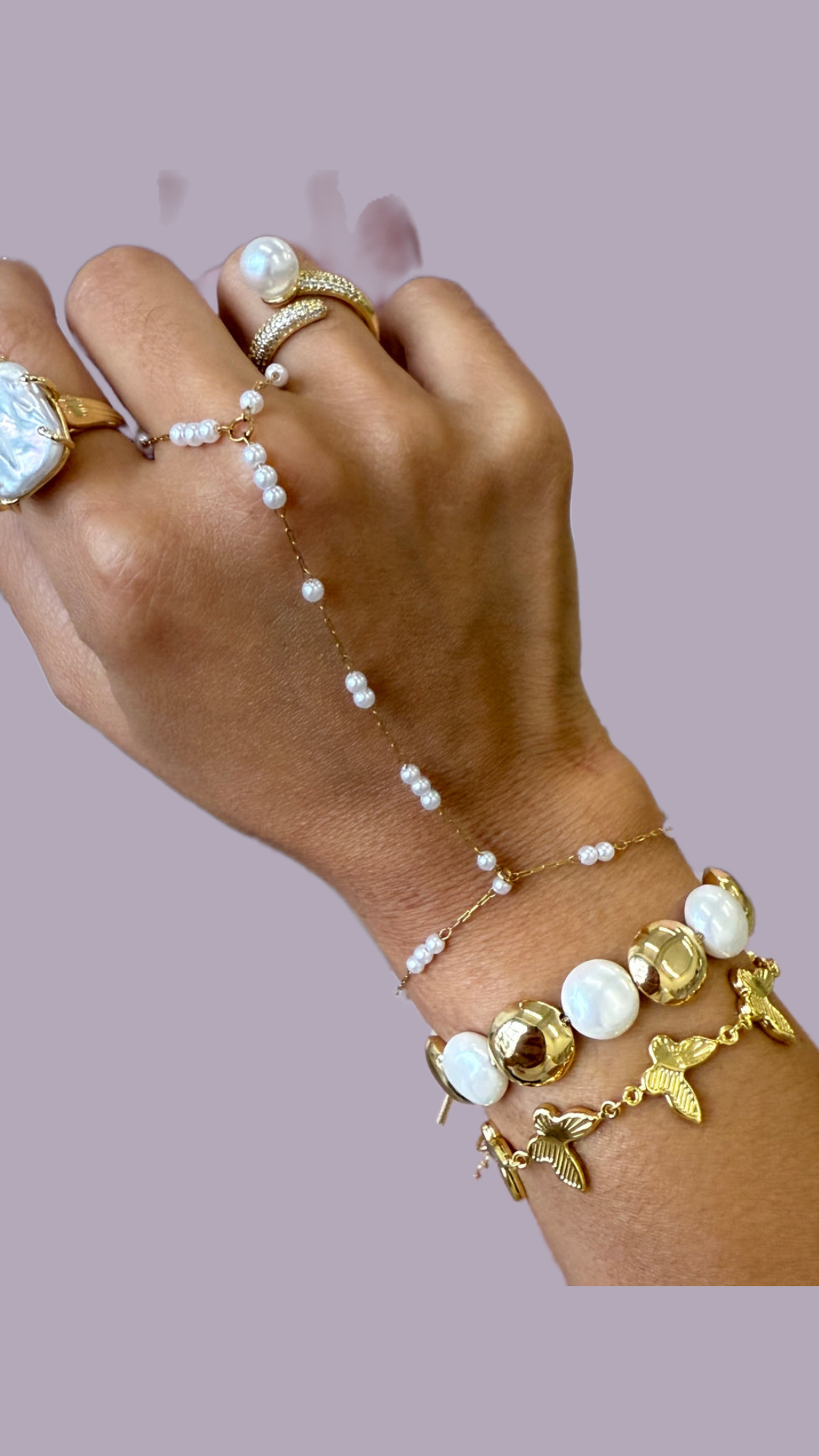 Pearl ring bracelet