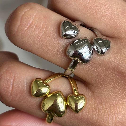 Triple heart bubble ring