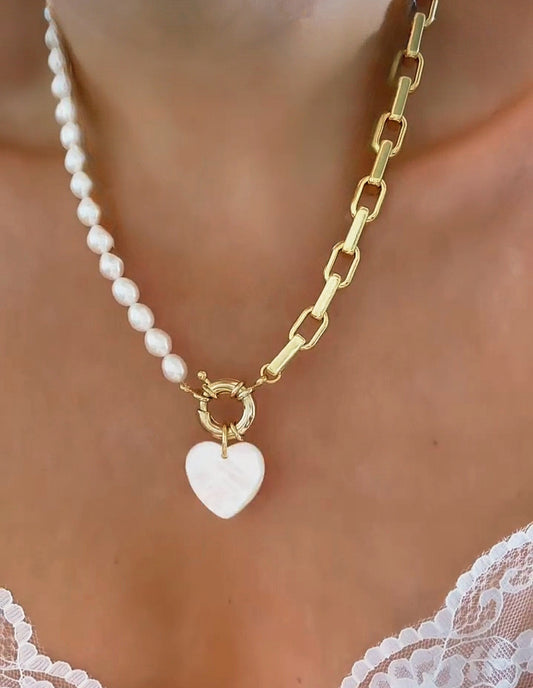 Lulu heart pearl necklace