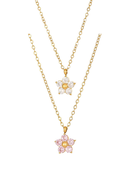 Dainty floral crystal necklace