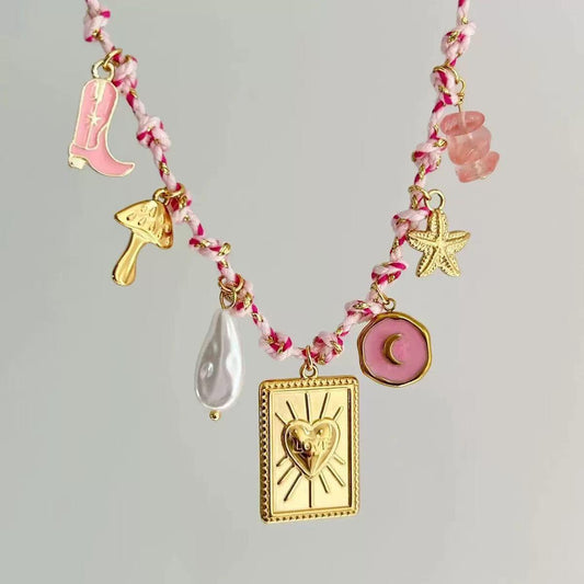 Summer charm thread necklaces